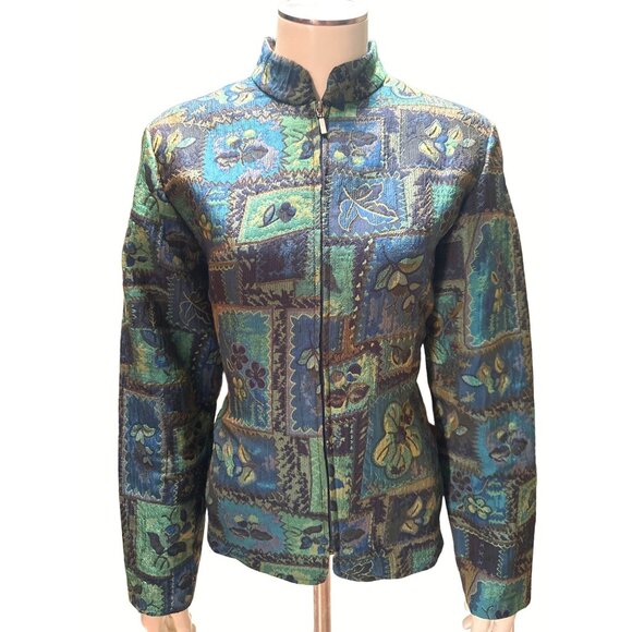 Coldwater Creek Jackets & Blazers - Coldwater Creek Womens XS Mandarin Collar Tapestry Jacket